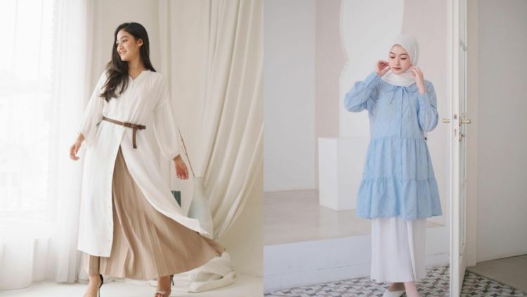 10 Ootd Tunik dan Rok Plisket Polos, Super Cantik!