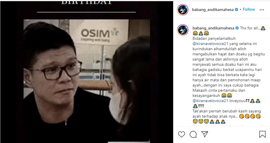 Terharu Dapat Ucapan Ultah dan Hari Ayah dari Putri Pertama, Andika Mahesa: Belasan Tahun Aku Tunggu