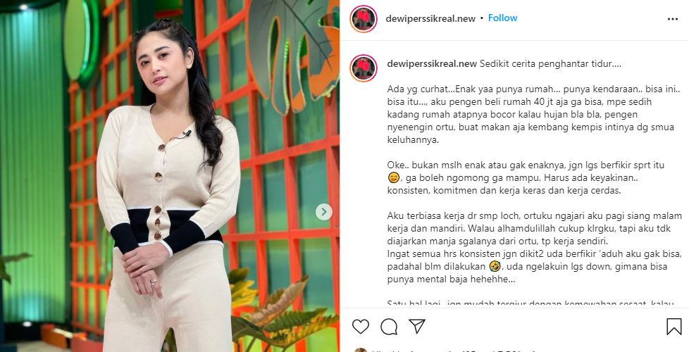 Ungkap Perjuangan Berkarier, Dewi Perssik Beri Wejangan Soal Kerja Keras dan Kemewahan Sesaat