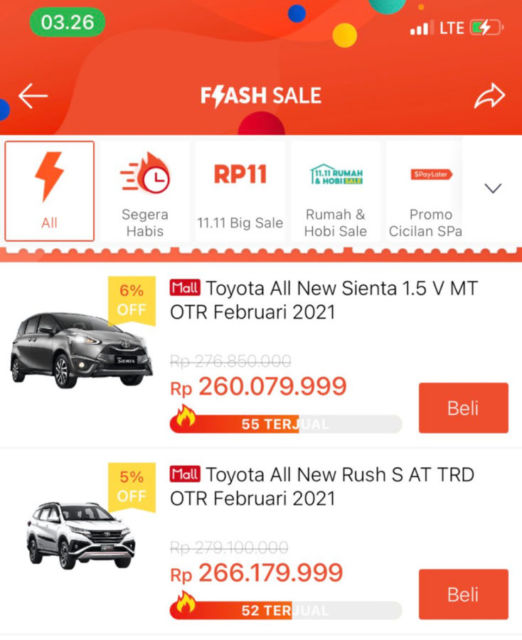 Rintihan Warganet Indonesia Saat Lihat Ada Orang Checkout Mobil via Online Shop. Sabar~