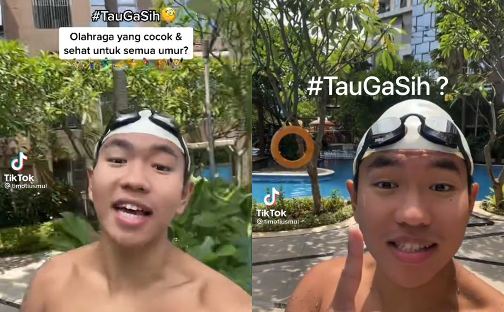 Aktif Bikin Konten Edukasi tentang Renang, Timotius Mulyadi Menangkan Challenge #TauGaSih TikTok Indonesia