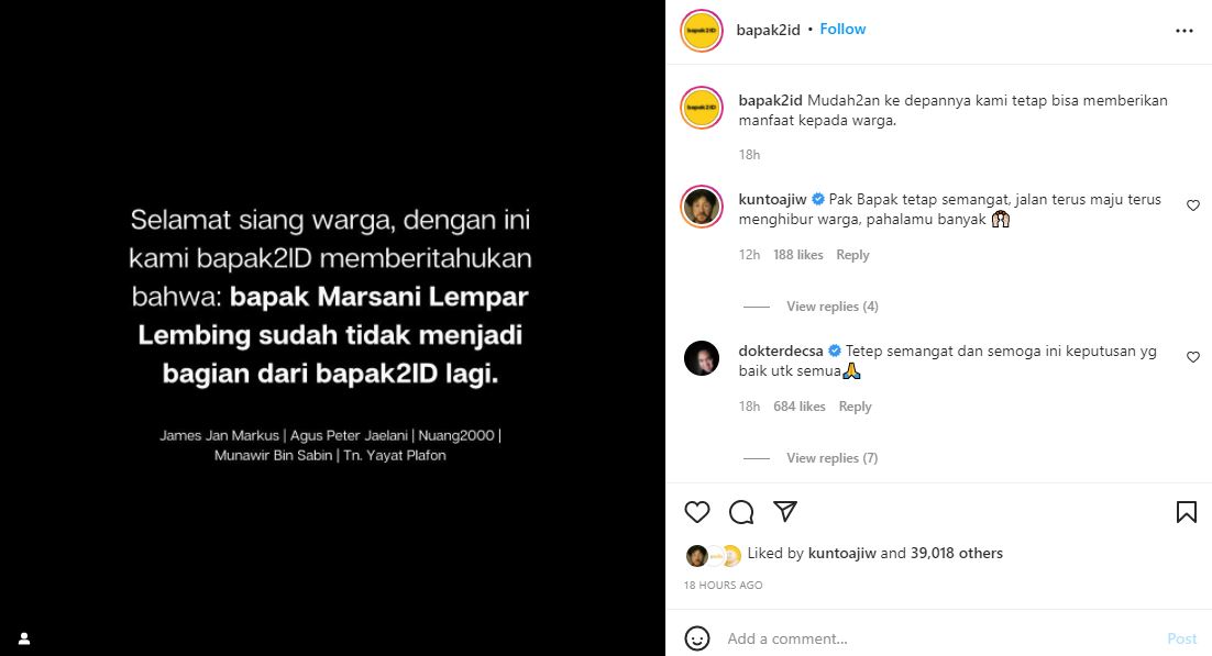 Pak Marsani dikeluarkan dari Bapak2id