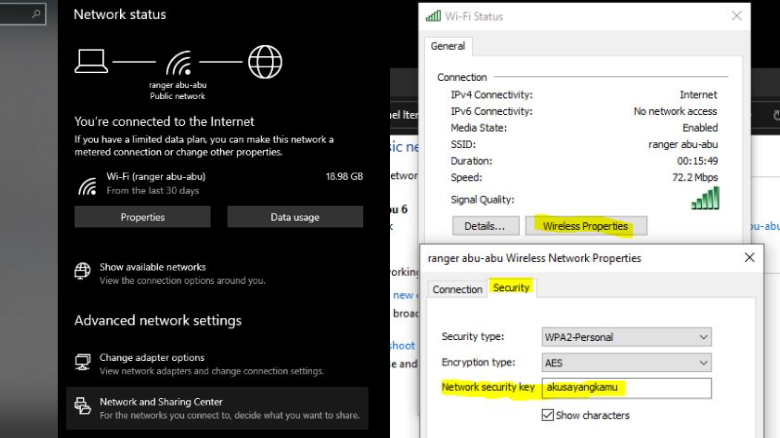 Cara melihat password wifi di laptop windows