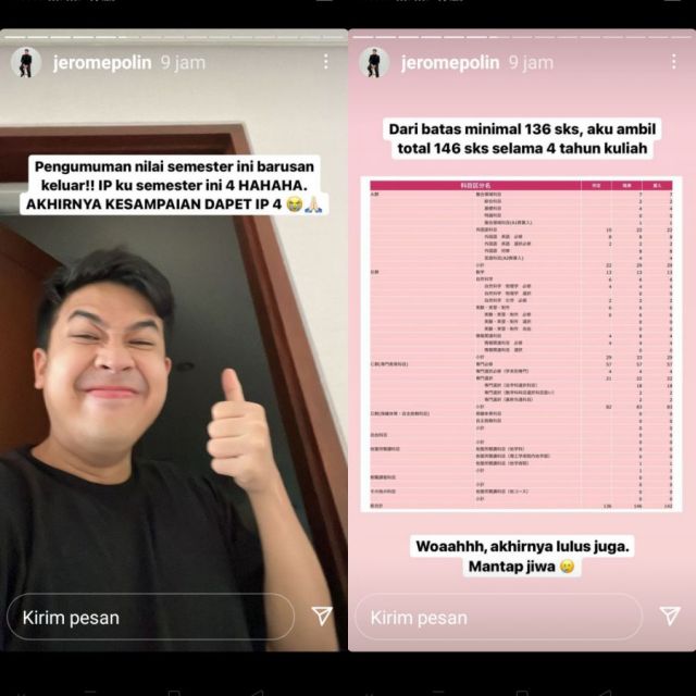 Jerome dapat IP 4 selama kuliah di Jepang