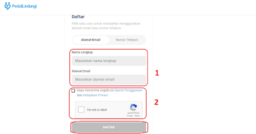 cara daftar aplikasi PeduliLindungi