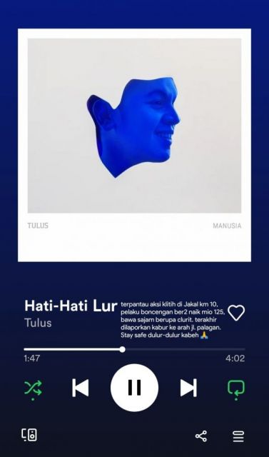 Plesetan lagu baru Tulus