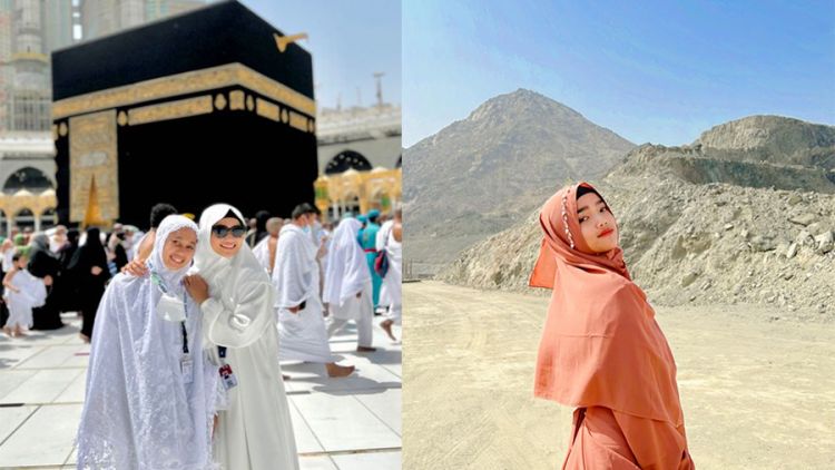 7 Potret Fuji Jalani Umrah, Bareng Thariq Halilintar dan Ajak Pengasuh Gala