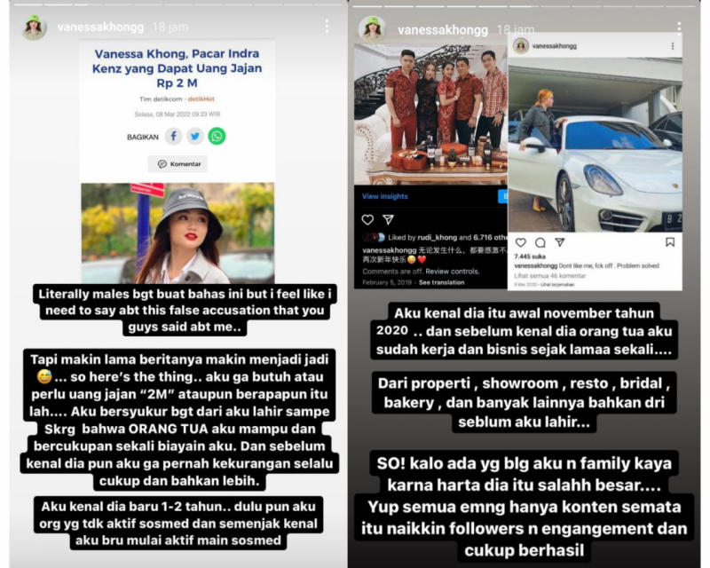 Vanessa Khong Angkat Bicara Tentang Uang Jajan 2 M dari Indra Kenz