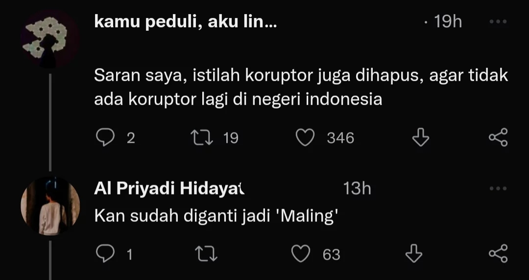 Koruptor diganti jadi 'maling'