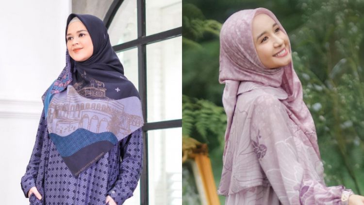 Ide Padu Padan Hijab Segi Empat Motif yang Jadi Tren Ramadan 2022 ala Seleb