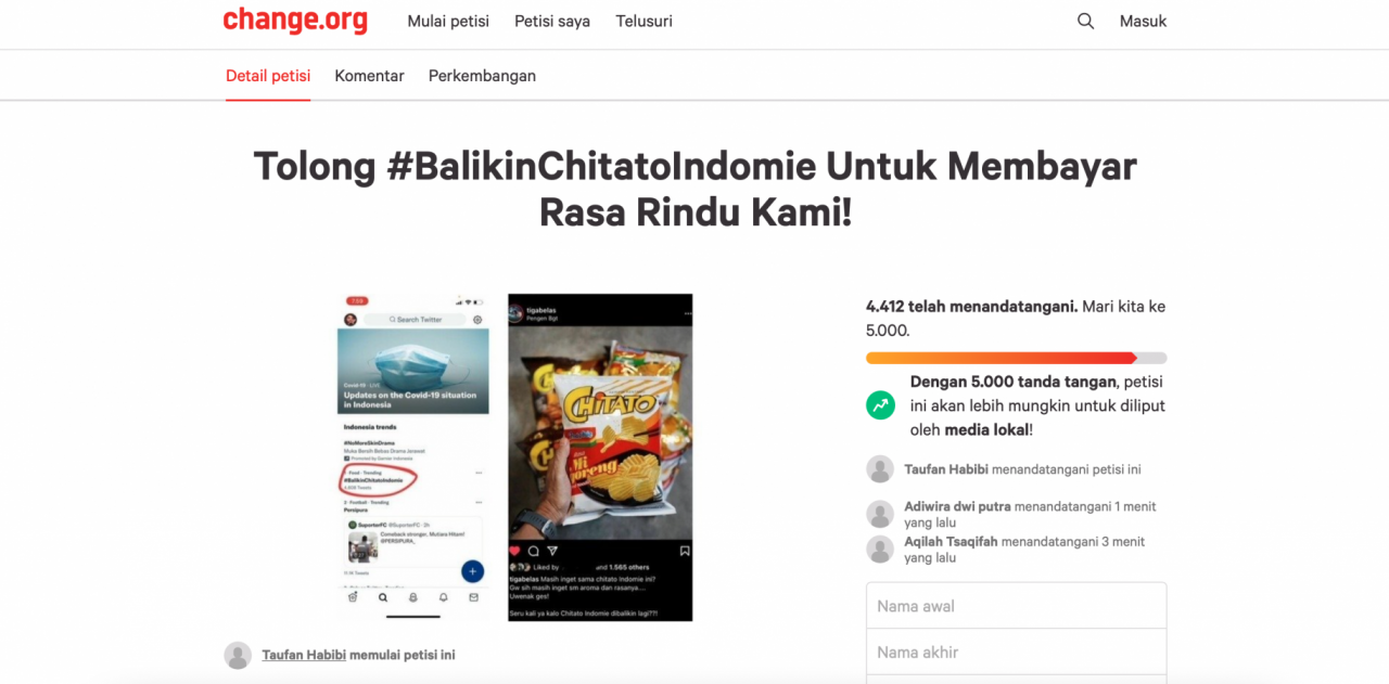 Petisi #BalikinChitatoIndomie