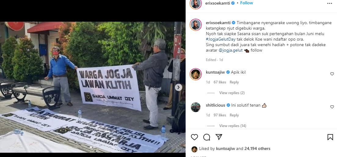 Erix soekamti adakan jogja gelut day