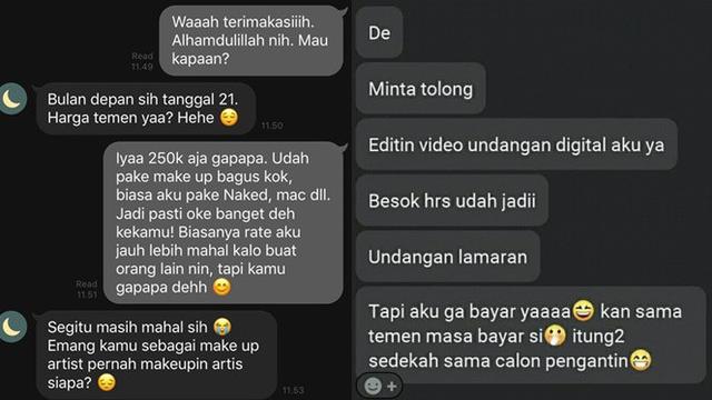 Orang yang order jasa tapi minta harga temen