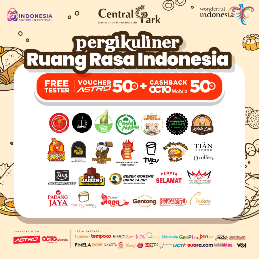 Rayakan Hut RI Ke-77, PergiKuliner Bersama Wonderful Indonesia Gelar Festival Kuliner di Central Park Mall