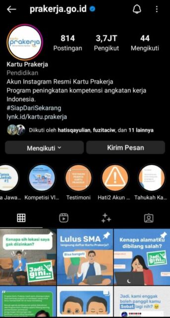 Instagram prakerja.go.id