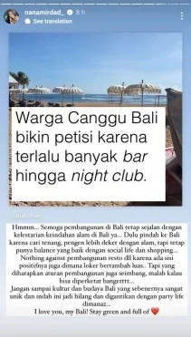 Respons Nana Mirdad soal petisi warga Canggu