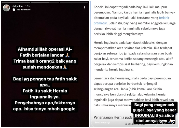 Rizky Billar ungkap kondisi terkini Fatih pascaoperasi