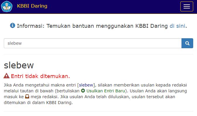 Kominfo blokir kata 'slebew'