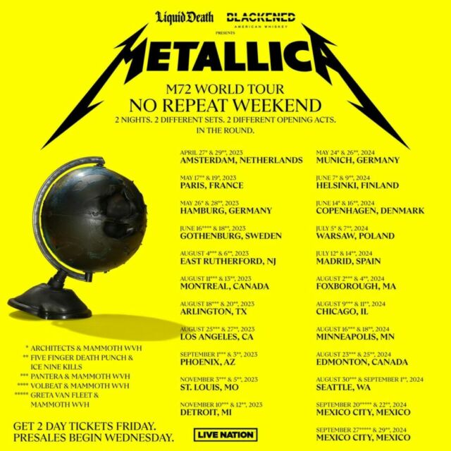 Jadwal konser Metallica 2023-2024