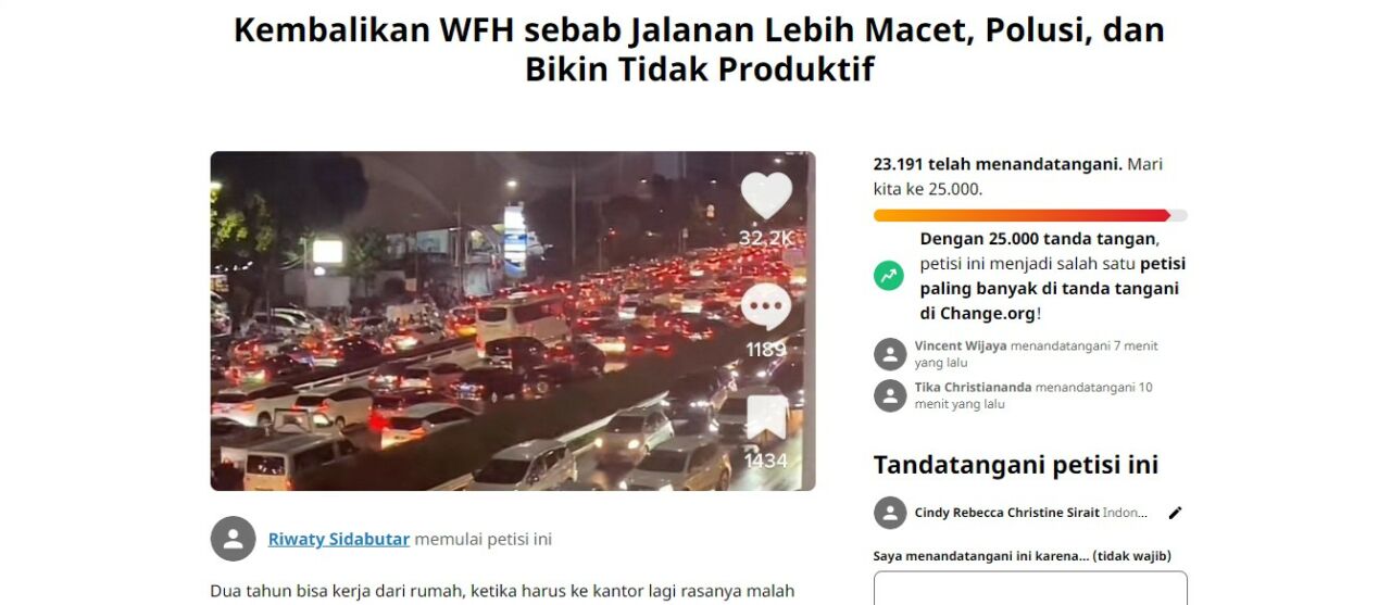 Petisi kembalikan lagi WFH