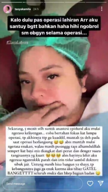 Cerita Tasya Kamila melahirkan dengan metode ERACS | Credit: Instagram @tasyakamila