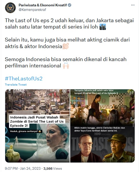 Kemenparekraf terkait The Last of Us via @Kemenparekraf