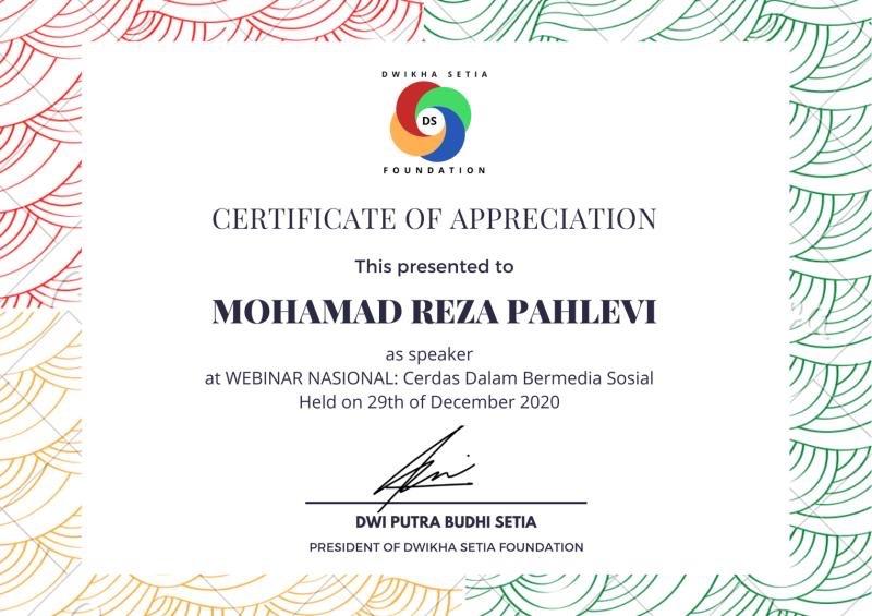 Mendapat kepercayaan oleh Dwika Setia Foundation untuk menjadi pembicara Webinar Nasional