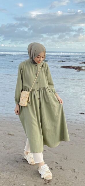 ootd pantai casual hijab