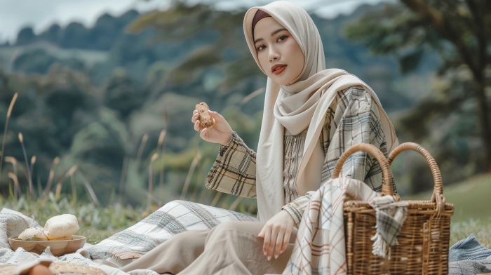 10 Ide Outfit Piknik ke Taman untuk Hijaber, Nyaman Buat Refreshing